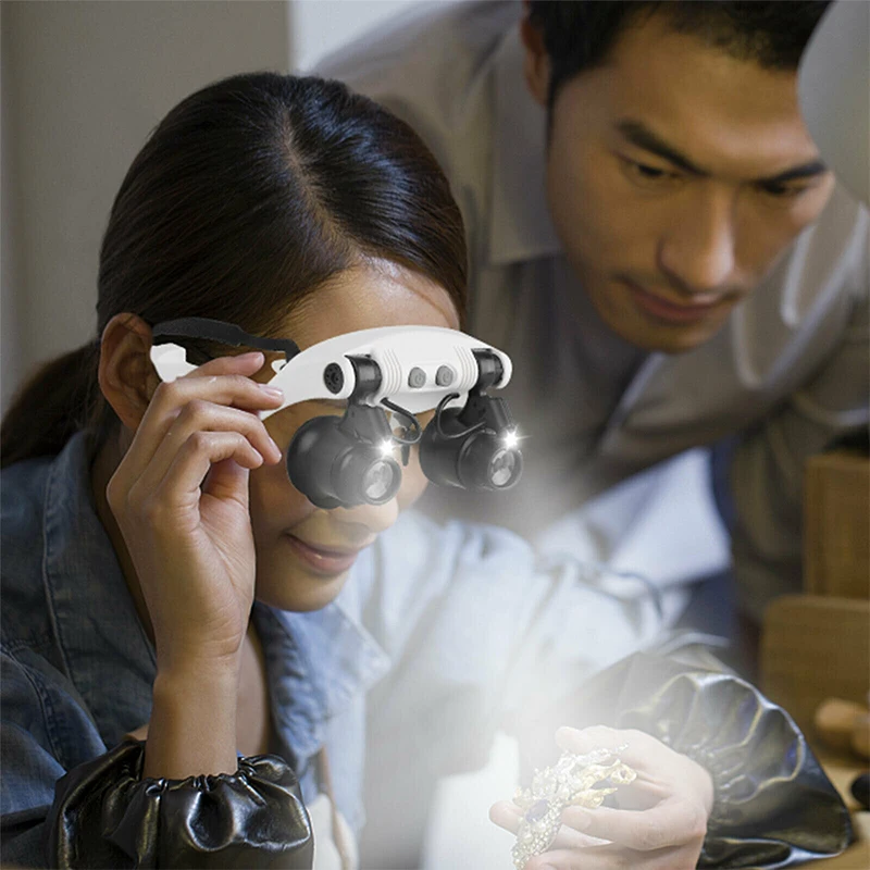 Увеличительное стекло светодиодная лампа лупа на голову ювелира увеличительное