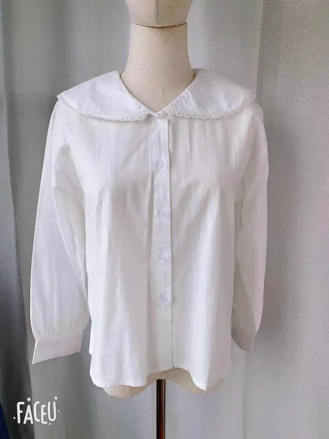 Женская хлопковая блузка с длинными рукавами Повседневная Свободная белая