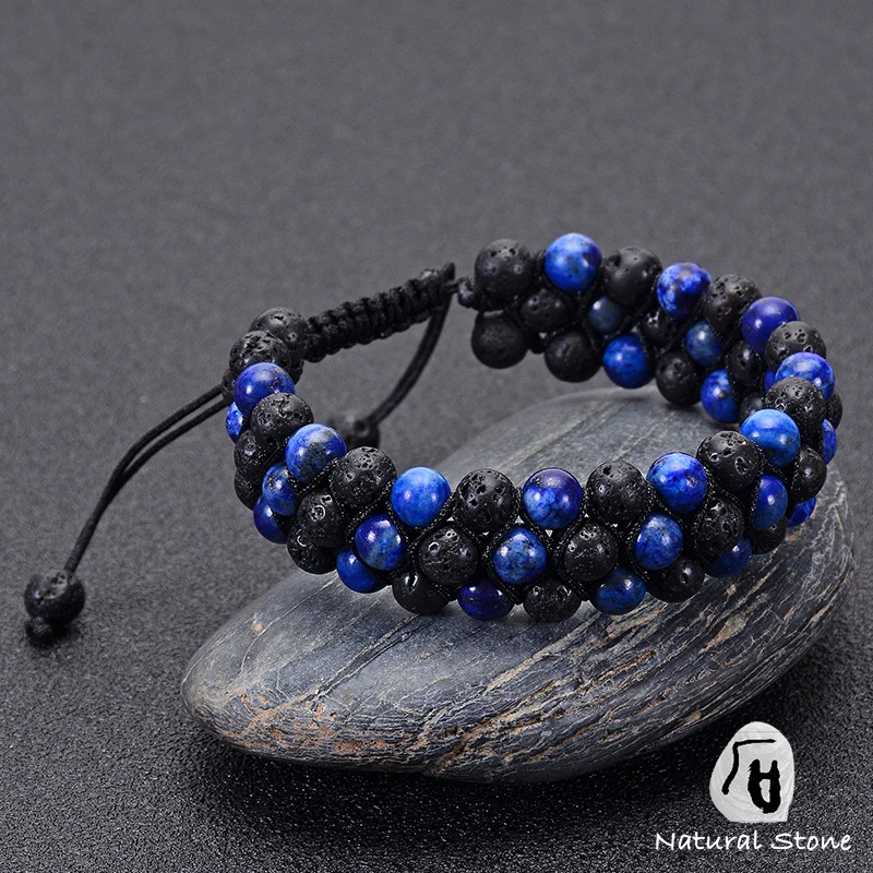 2020 новый дизайн мужские и женские браслеты из натурального камня с бусинами три