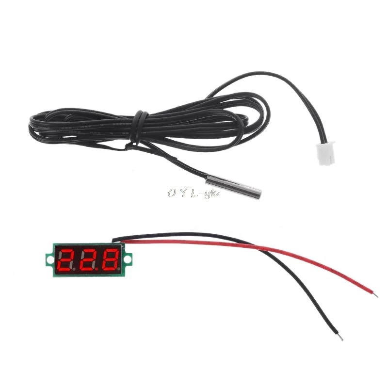

0.28" Inch Mini Red Digital Thermometer 1M NTC Waterproof Probe Temperature Sensor DC 4-28V Temperature Tester Meter