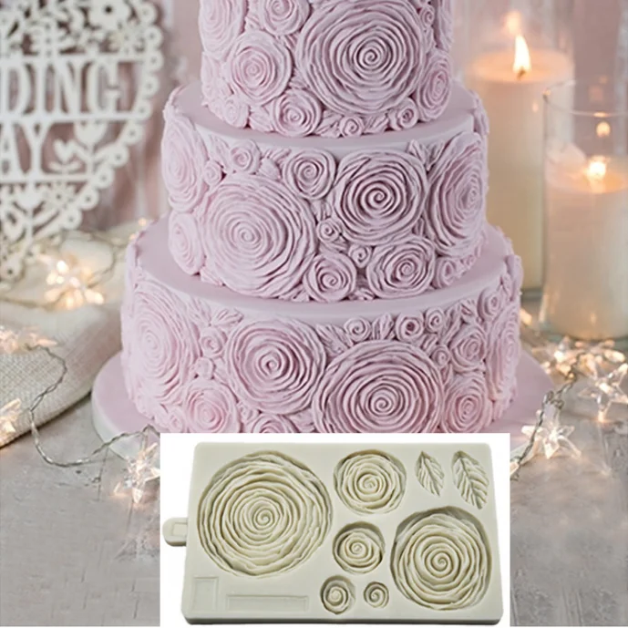 Раффлед розы формы для выпечки торта силиконовая форма прессформы Сахарная