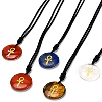 natural crystal semi precious stones aura reiki pendant the symbol of life charm adult jewelry necklaces