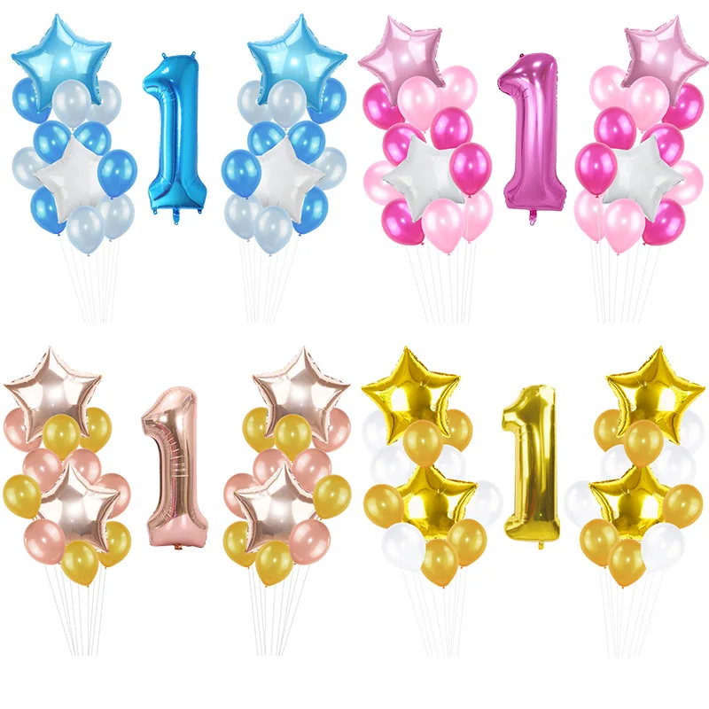 Розовый синий с днем рождения воздушные шары баннеры для мальчиков и девочек