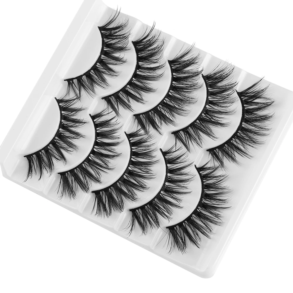 5 Pairs Soft 3D Mink Hair False Eyelashes Wispy Multilayers Thick Cross Natural Long Lashes Extension Eye Makeup Tools Handmade | Красота и