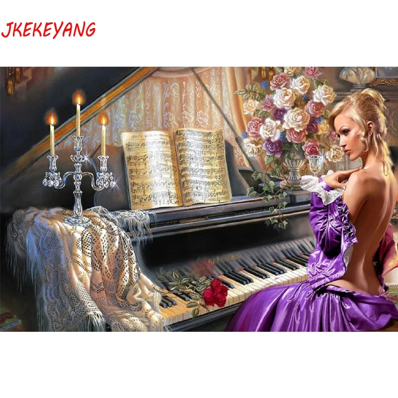 

Настенные картины для творчества 5D, алмазная живопись, красота и фортепиано, Алмазная мозаика, распродажа, вышивка крестиком Стразы Y3424