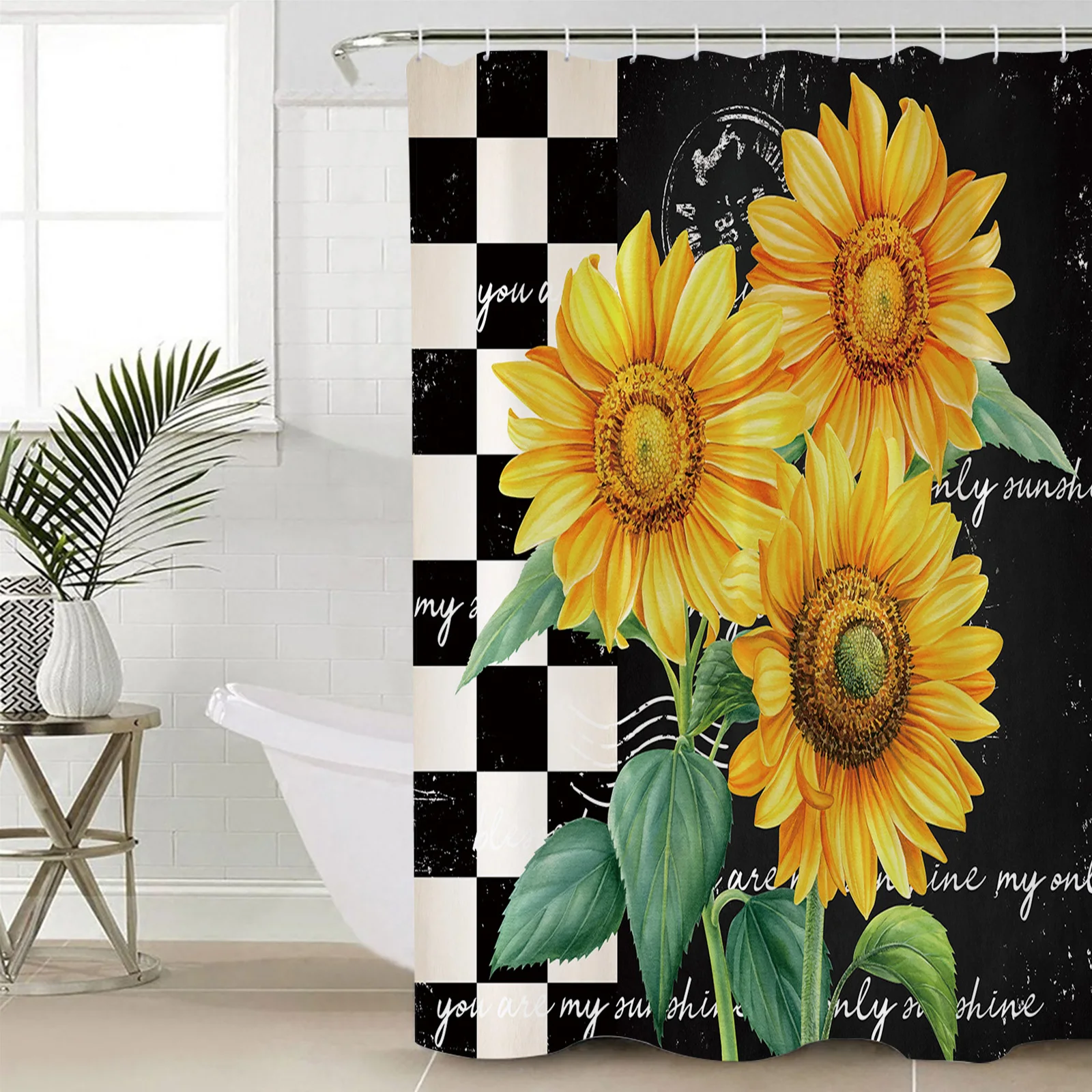 

Занавеска для душа с подсолнухами, водонепроницаемые шторы для ванной из полиэстера, с крючками, с рисунком фермы, подсолнуха