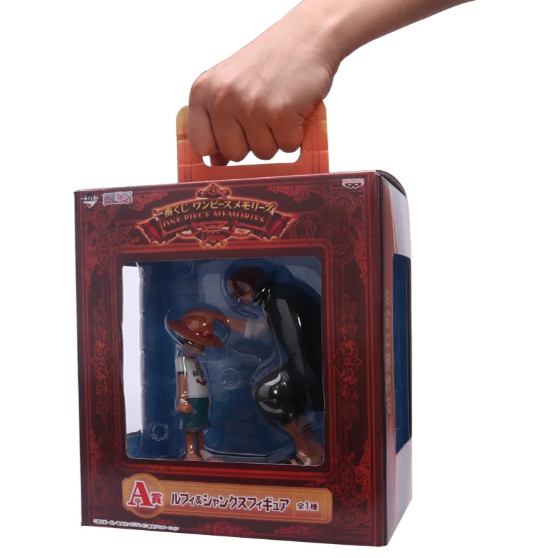 

18cm Anime ONE PIECE Childhood Monkey D Luffy Four Emperors Shanks Parting Statue PVC Action Figure Collectible Model Toy L24