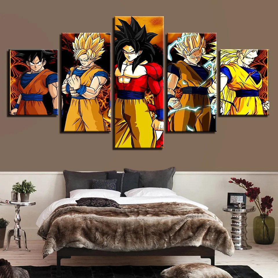 Dragon Ball плакаты на стену изображения для Гостиная картины 5 штук Son Goku Saiyan аниме