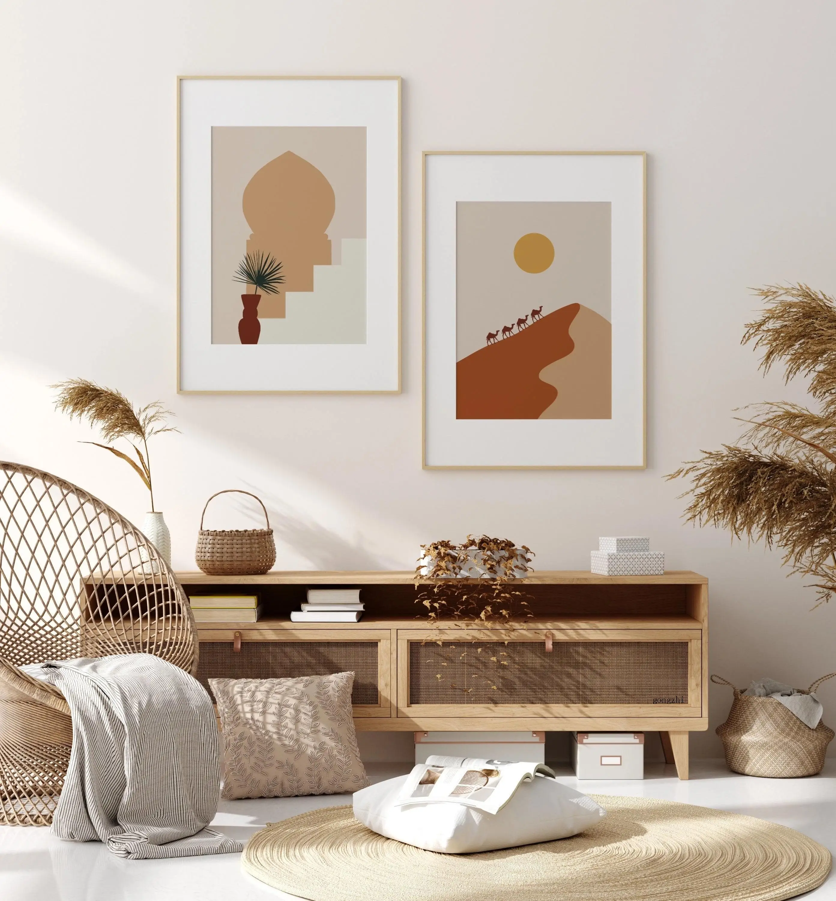 

Marrakech Sahara Desert Camel Poster Bohemian Landscape Canvas Painting and Prints Islamic Architecture Wall Art Pictures Decor