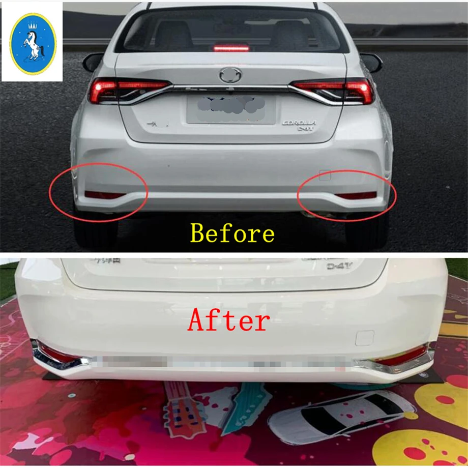 

Rear Tail Trunk Bumper Fog Lights Foglight Lamps Decor Cover Trim Fit For Toyota Corolla 2019 - 2021 Chrome Exterior Accessories