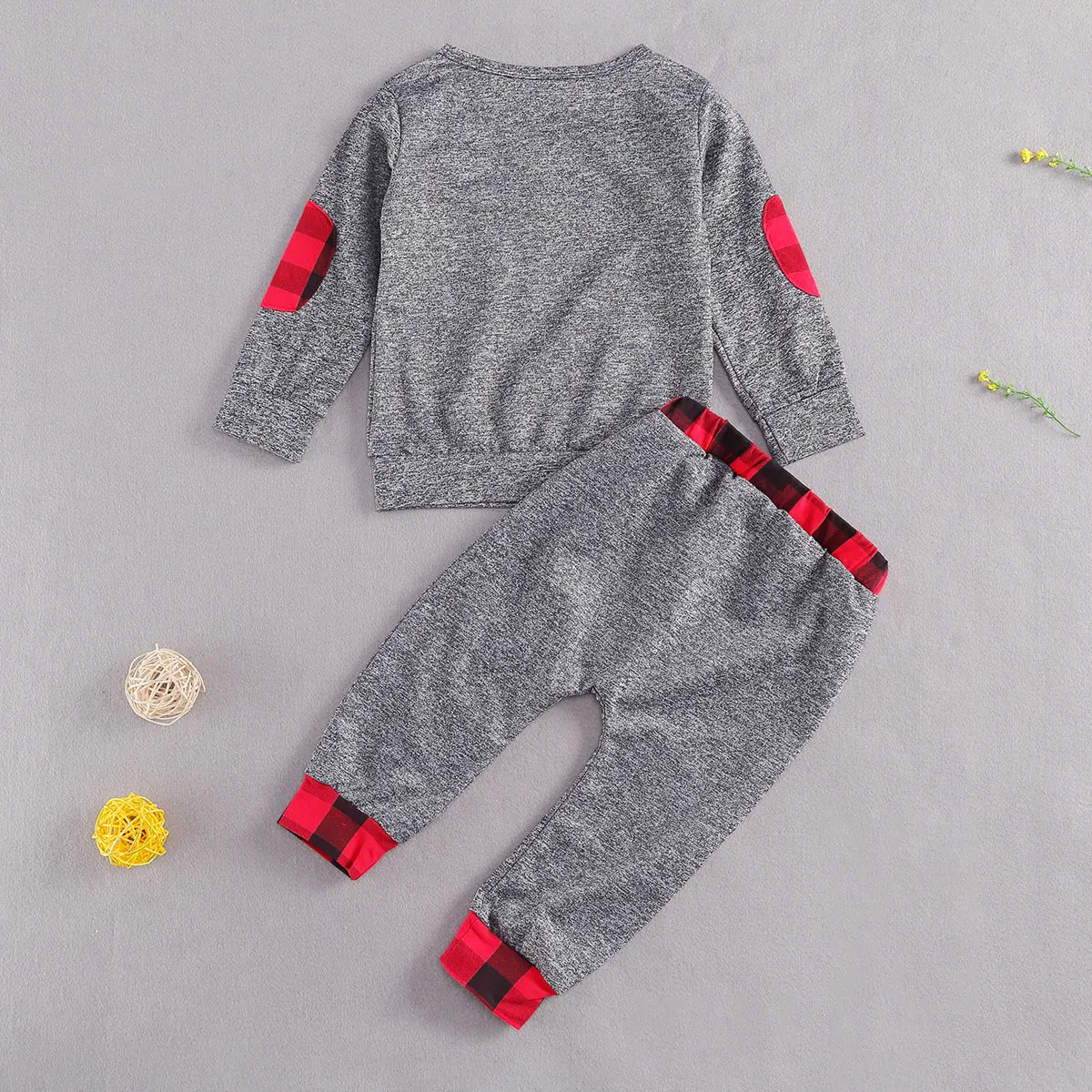 

Baby Boys Autumn Winter Clothes Sets Plaid Print Patchwork Long Sleeve Pullover Tops Pants 2pcs Set