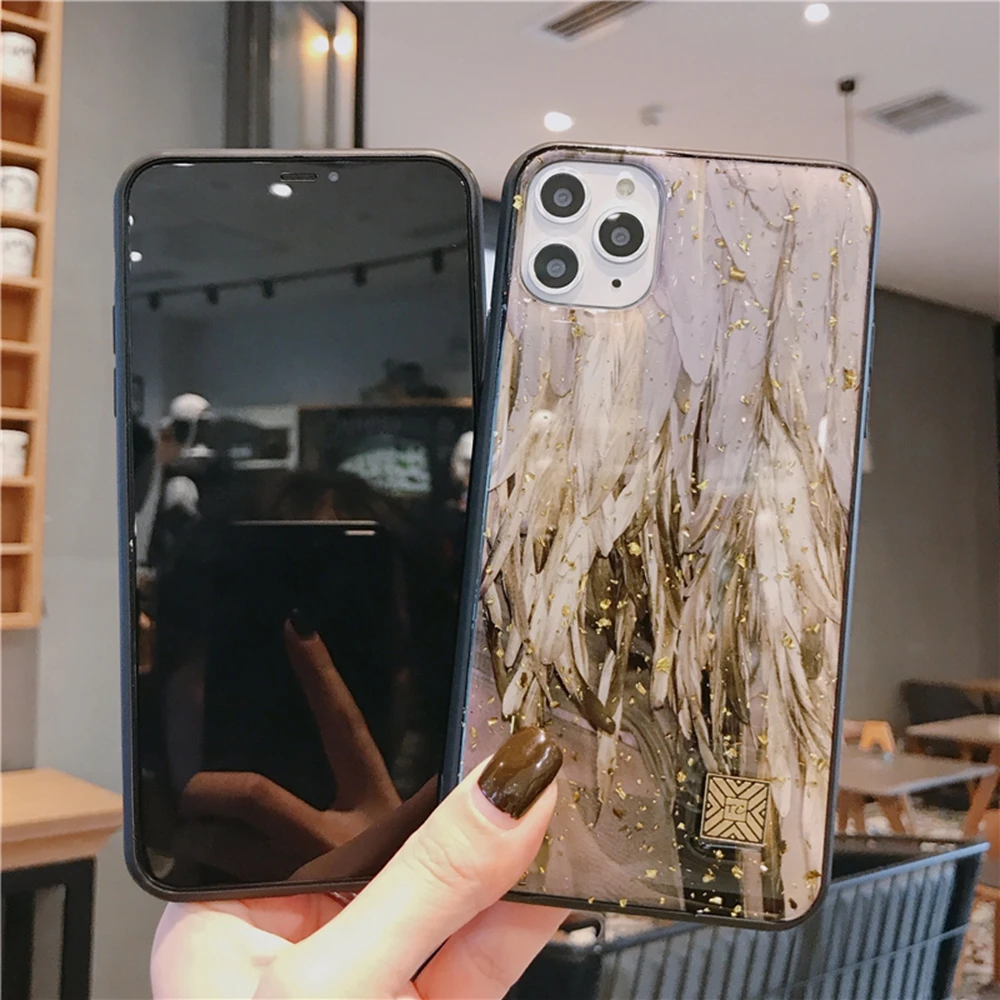 Черный золотой фольгированный чехол для телефона iphone 11 Pro Max 7 XR X 8 Plus блестящий 6s XS