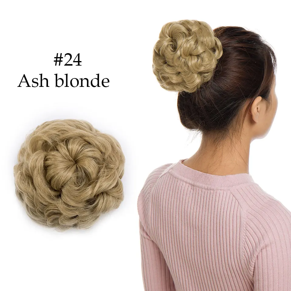 ash blonde Snoilite шнурок клип в шиньон волосы булочка синтетический пучок волос кусок шнурок updo волосы булочки для женщин кудрявые шиньон волосы - Цвет: ash blonde