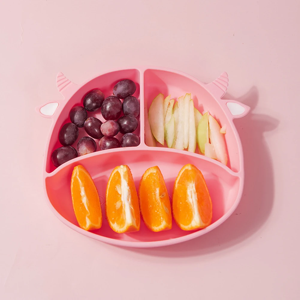 

Kitchen Easy Clean Baby Fruit Home Food Feeding Bowl Storage Tray Cute Toddler Plate Silicone Strong Suction Portable Kids