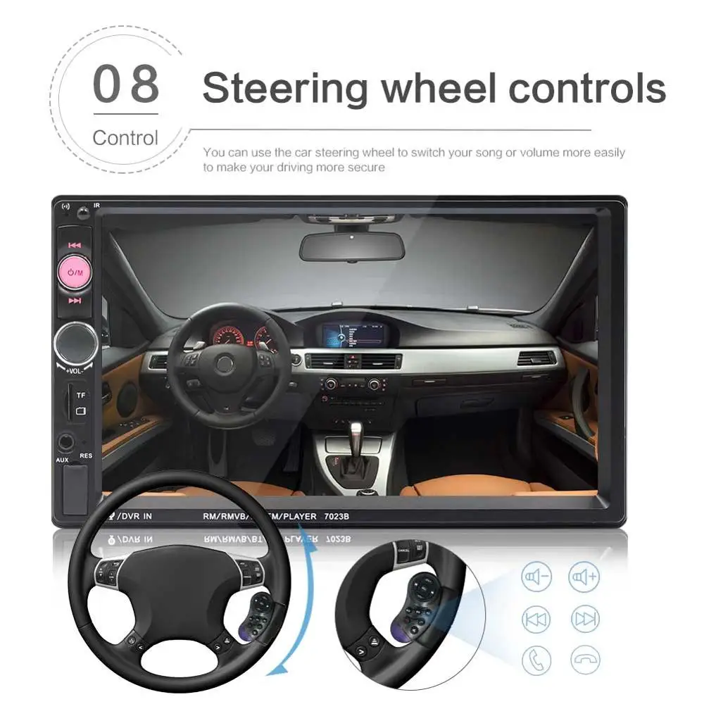 Bluetooth 2 Din Car Radio Multimedia Carplay Touch Screen Autoradio 7" Reverse Camera AUX SD Tuner Auto Audio MP5 Player | Автомобили