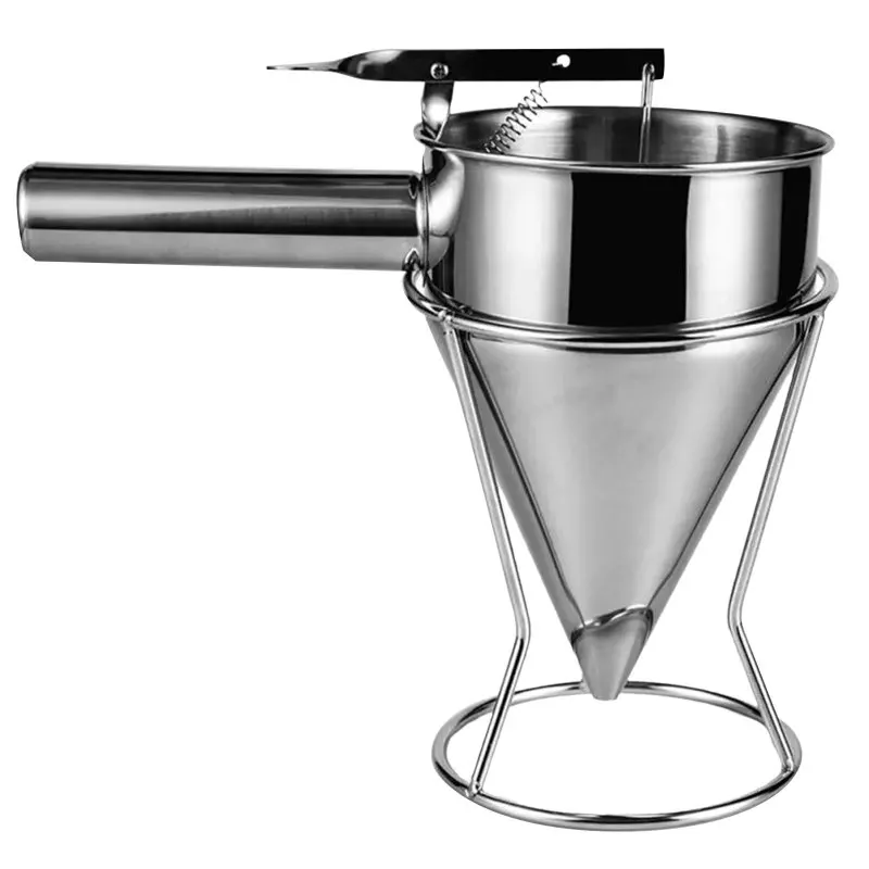 

Stainless Steel Plunger Funnel With FunnelCream Sauce Stand Small Octopus Balls Tool With Rack Baking Cupcake Kitchen Tool