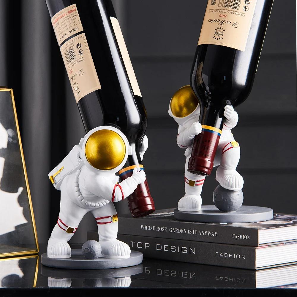 Resin Astronaut Figurine Wine Holder Cosmonaut Model Home Decoration Accessories for Living Room Rack Office Decor Gifts | Дом и сад