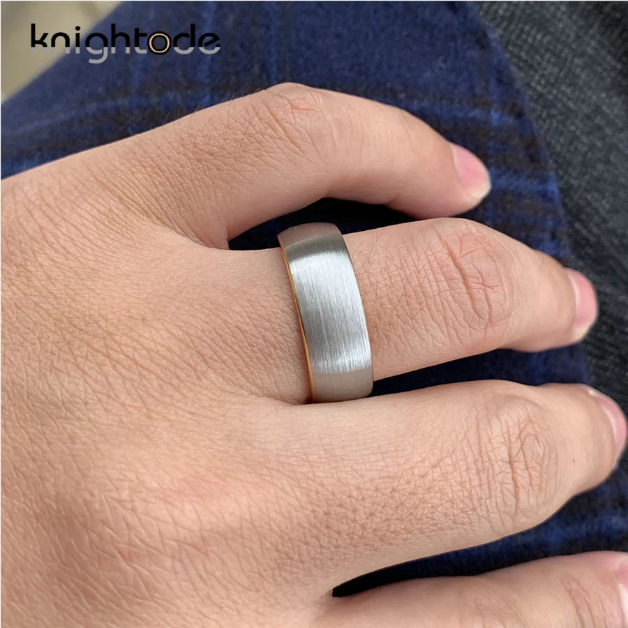 

Classic Gold Tungsten Wedding Band 8mm Tungsten Carbide Jewelry For Men Women Engagement Rings Brushed Dome Band