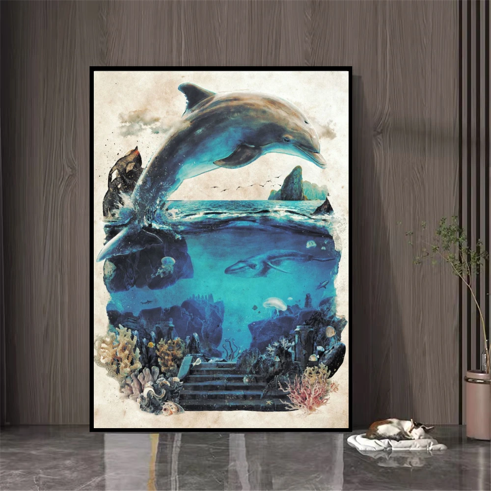 Морское животное дельфин украшение для гостиной настенное искусство высокой