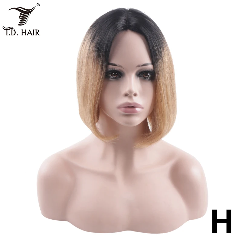 

TD High ratio straight U Part 4x0.5 Bob Wig middle part 10 inch Brazilian remy hair 130% wig Ombre 1B-27 color human hair wigs