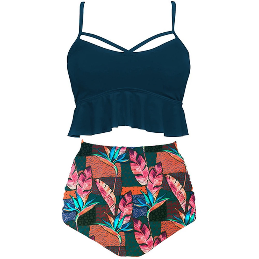 Комплект танкини 2020 женский купальный костюм плюс комплект из двух частей с