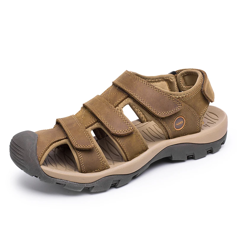 Сандалии Baotou мужские из натуральной кожи модная Уличная обувь пляжная