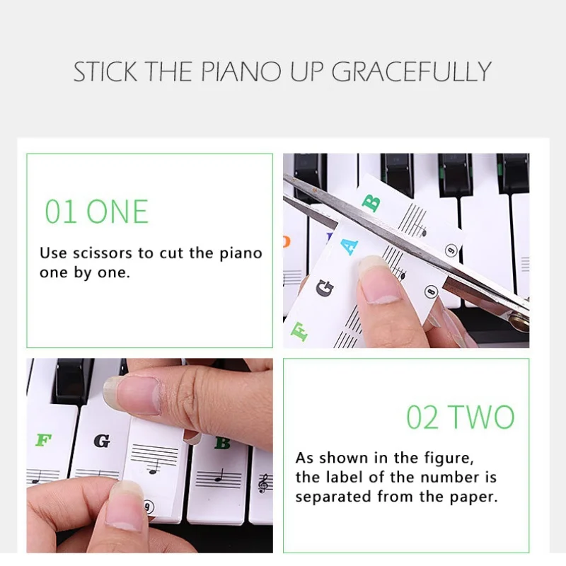 Piano Sticker Transparent Keyboard Electronic 54/61/88 Key Kids Beginners Practice | Спорт и развлечения