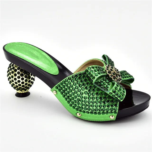 Green shoes only Новейший дизайн; Итальянская обувь с сумочкой в комплекте; женские модельные туфли; женские Босоножки с открытым носком на каблуке; женские вечерние туфли-лодочки в нигерийском стиле - Цвет: Green shoes only