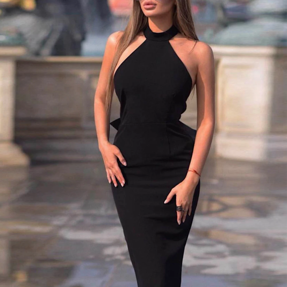 Yesexy 2020 сексуальное элегантное женское платье с круглым вырезом и открытой спиной