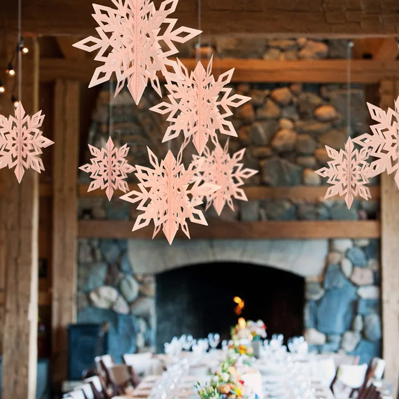 6 шт. картонные 3D полые снежинки подвесные украшения для рождественской