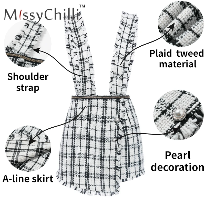 Jyconline Твид Осень юбка с завышенной талией для девочек culottes женские