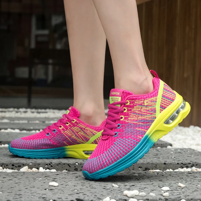 Women Tennis Shoes Air Cushion Breathable Mesh Sneakers Fitness Trainers Sports Shoes Female Walking Height Increase Casual Shoe
