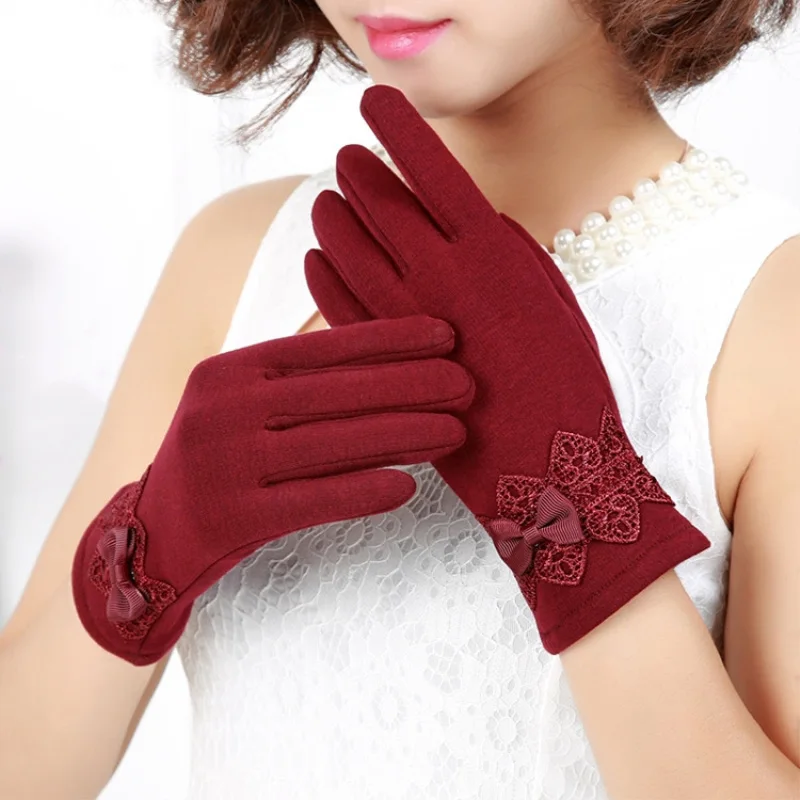 YSDNCHI кружевные дизайнерские варежки с бантом сенсорные перчатки для экрана