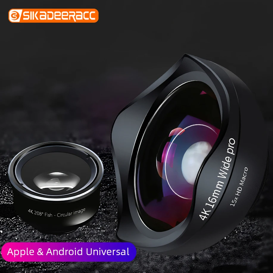 3 в 1 Широкоугольный макро объектив камеры мобильный телефон алюминиевого сплава