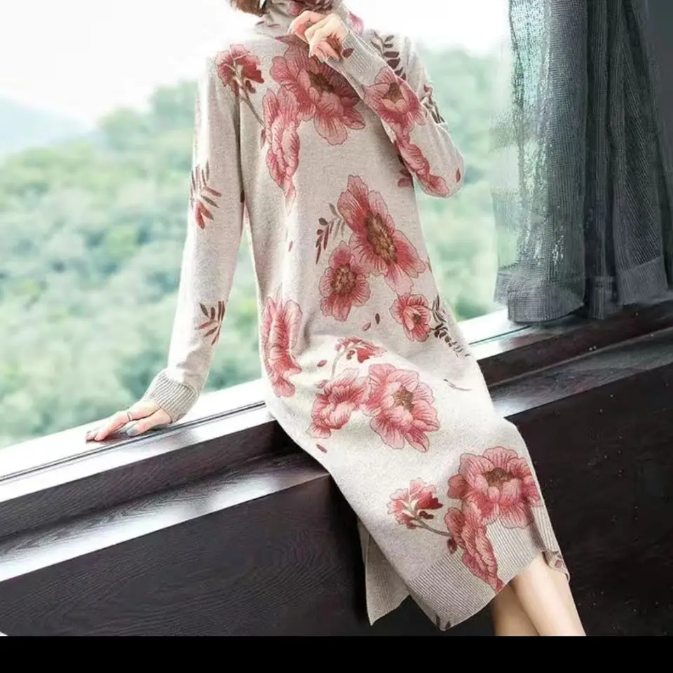 

2021, женская обувь сезон осень-зима; Модные полусапоги до середины; Длинные брюки с принтом платье с длинным рукавом с высоким, плотно облегаю...