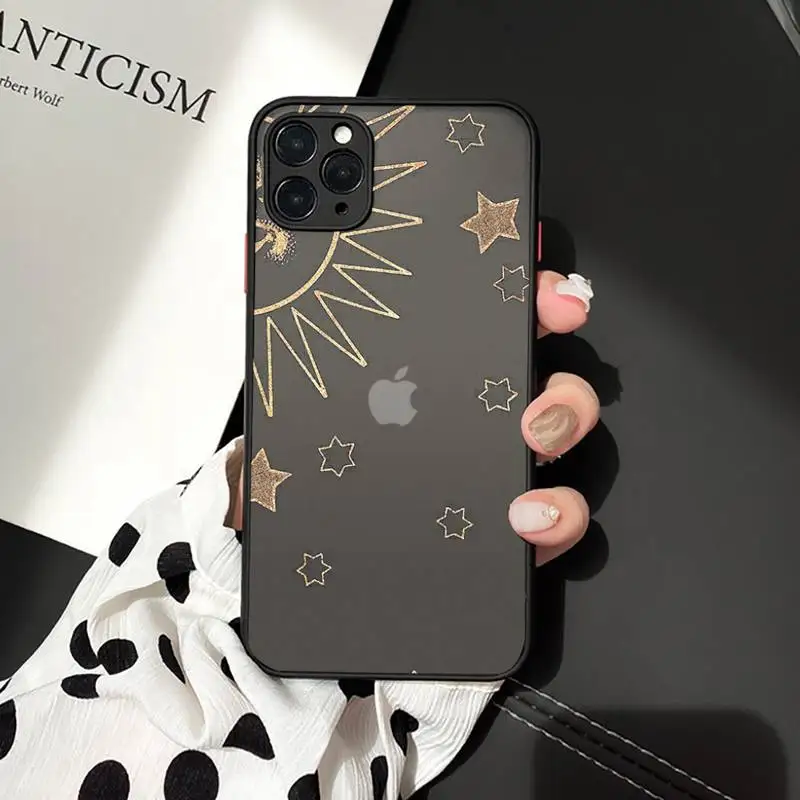 

Funny Sun Moon Face Phone Cases Matte Transparent for iPhone 7 8 11 12 s mini pro X XS XR MAX Plus cover funda
