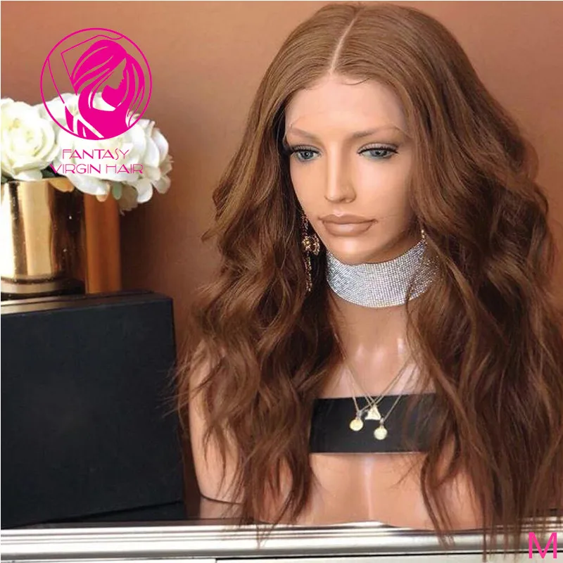 

Medium Brown Human Hair Lace Frontal Wig Brazilian WAvy Remy Hair 13x4/13x6 Lace Front Wig for Women Preplucked Hairline 150%