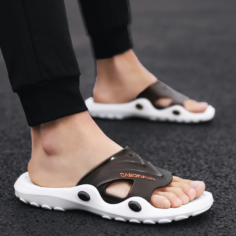 Мужские Пляжные шлепанцы темно синие сандалии на плоской подошве без застежки