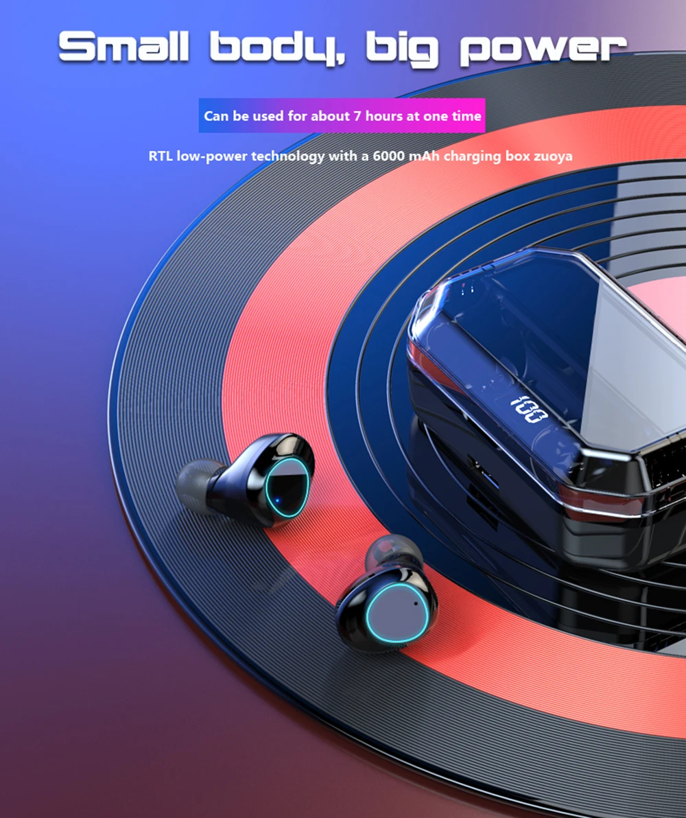 TWS беспроводной Bluetooth 5,0 наушники с сенсорным управлением спортивные наушники HiFi стерео беспроводные наушники зарядная коробка игра Водонепроницаемый ipx7