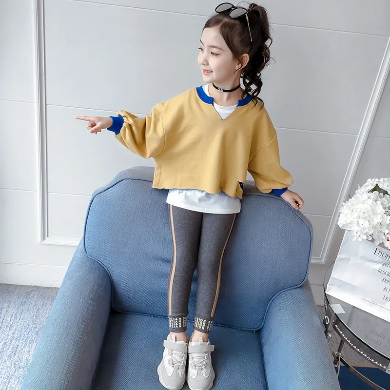 Костюм для девочек осень 2019 детская одежда в западном стиле осенняя модный