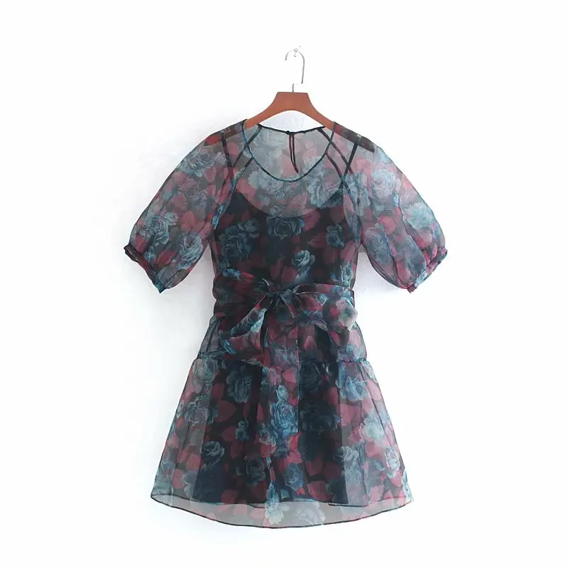 Женские Хай стрит с буффами на рукавах прозрачная органза 2 предмета мини платье