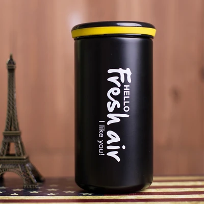 Черный 350ml Thermos Cup Stainless Steel Black Coffee Mug Thermos Cute Kids Thermos For Tea Travel Mug Thermo Bottle Mini Porcelain - Цвет: Черный