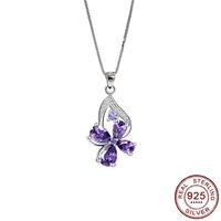 unique designer 925 sterling silver butterfly pendant necklace purple amethyst pendant woman jewelry engagement lady party gift