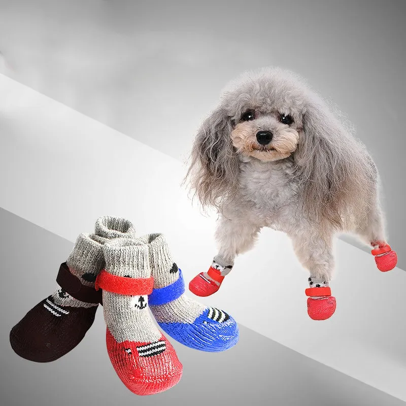 

Waterproof Cotton Rubber Pet Dog Shoes Non-slip Dog Rain Snow Boots Socks Footwear For Puppy Small Cats Dogs