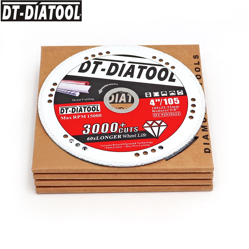 DT-DIATOOL 5pcs/pk Vacuum Brazed Diamond Metal Cutting Disc Diamond Cut-off Wheel Blade for Steel Tube Iron Rebar
