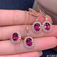 kjjeaxcmy fine jewelry 925 sterling silver inlaid natural garnet girl popular pendant ring earring set support test hot selling