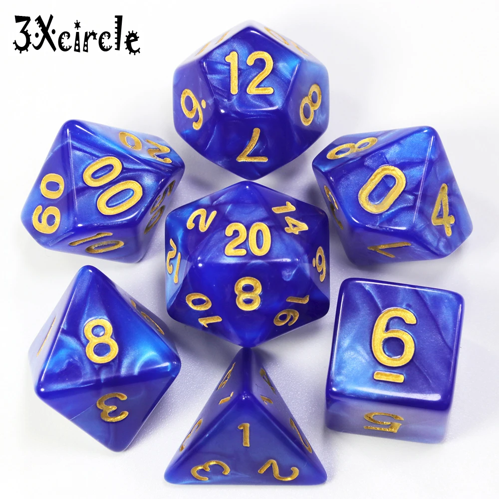 Абсолютно новый 7 шт./компл. многогранный для игр TRPG DnD Marble D4 D20 многосторонние