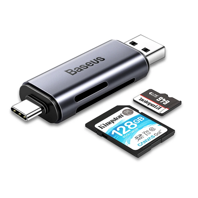 Устройство для чтения карт памяти Baseus 2 в 1 USB 3 0 и Type C на SD Micro TF OTG | Мобильные