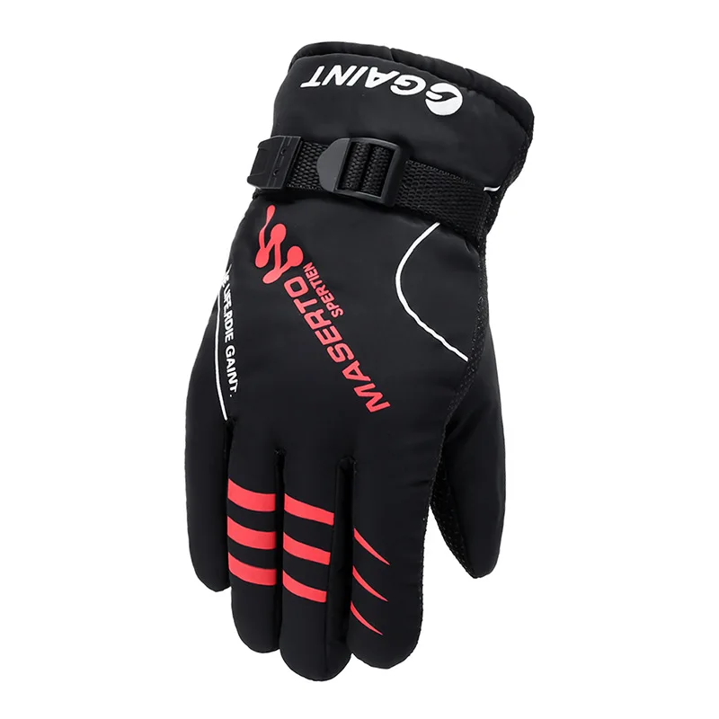 Black Red 03 Мужские лыжные перчатки для велоспорта зимние уличные утолщенные ветрозащитные водонепроницаемые Нескользящие износостойкие мотоциклетные/велосипедные перчатки - Цвет: Black Red 03