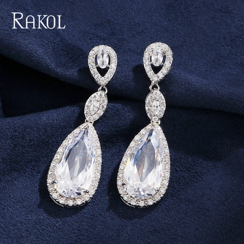 RAKOL Классические Подвески в форме капелек из Кубического циркония длинные